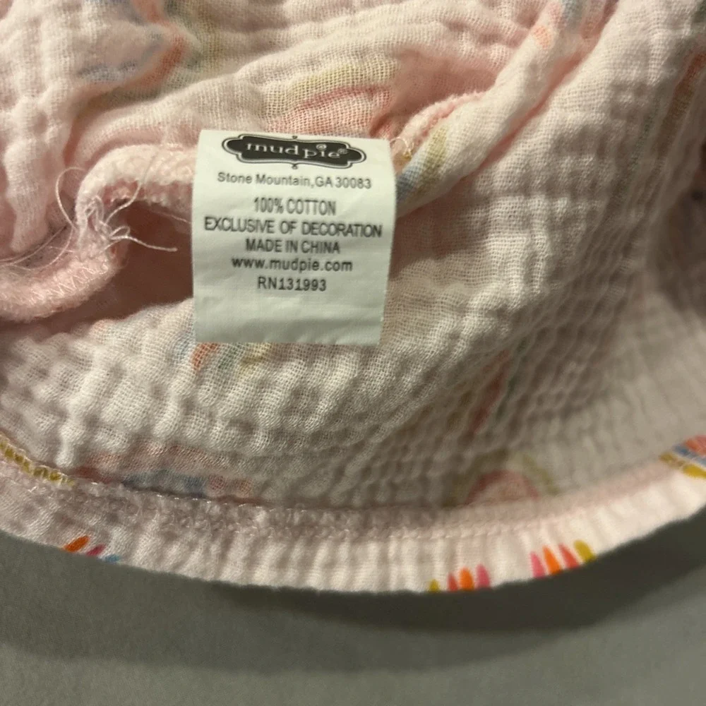 Mud Pie Baby Girls Dress 12–18M‎ Pink Rainbows Muslin Cotton Pom Trim Summer